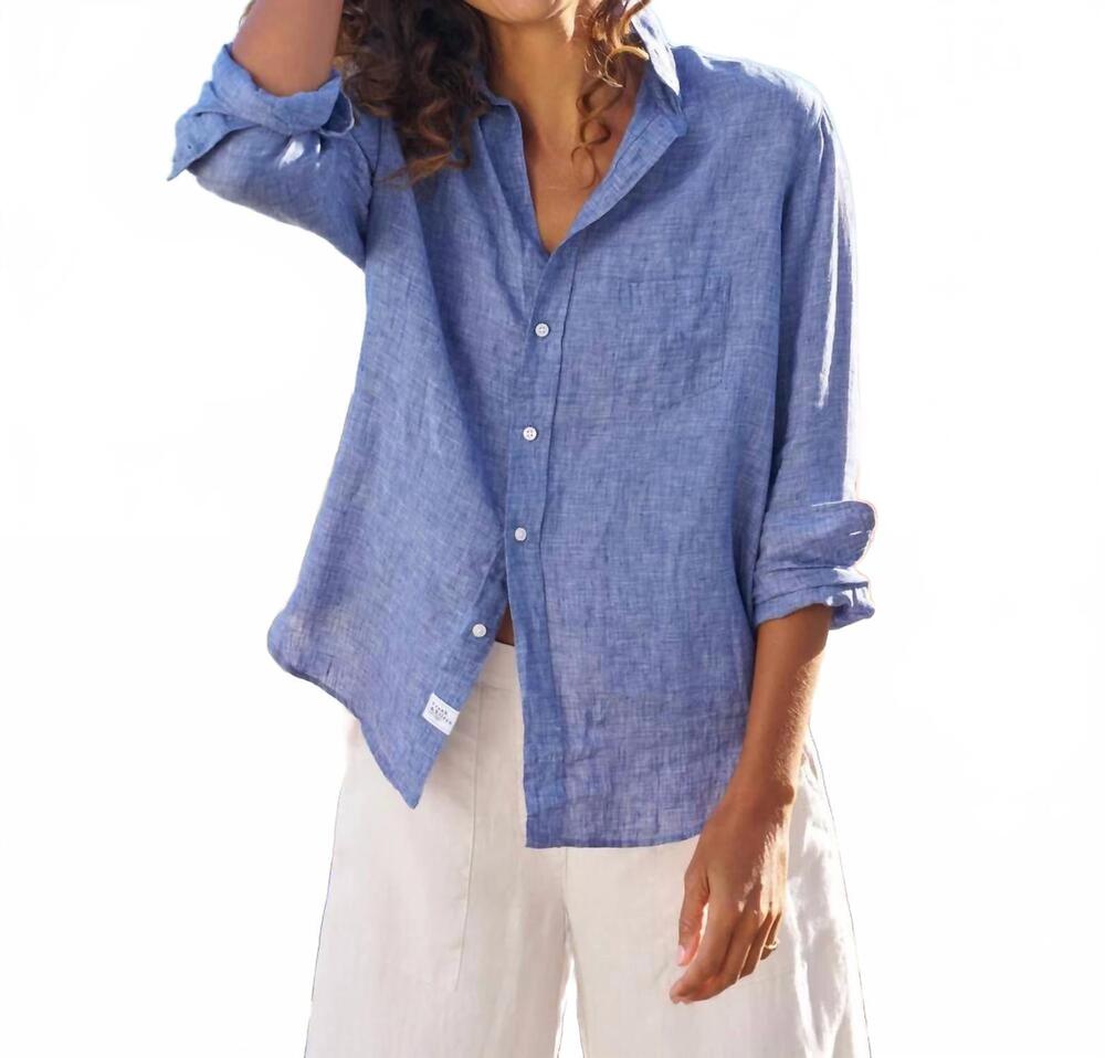 NEW FRANK & EILEEN eileen relaxed button-up shirt in large blue dots